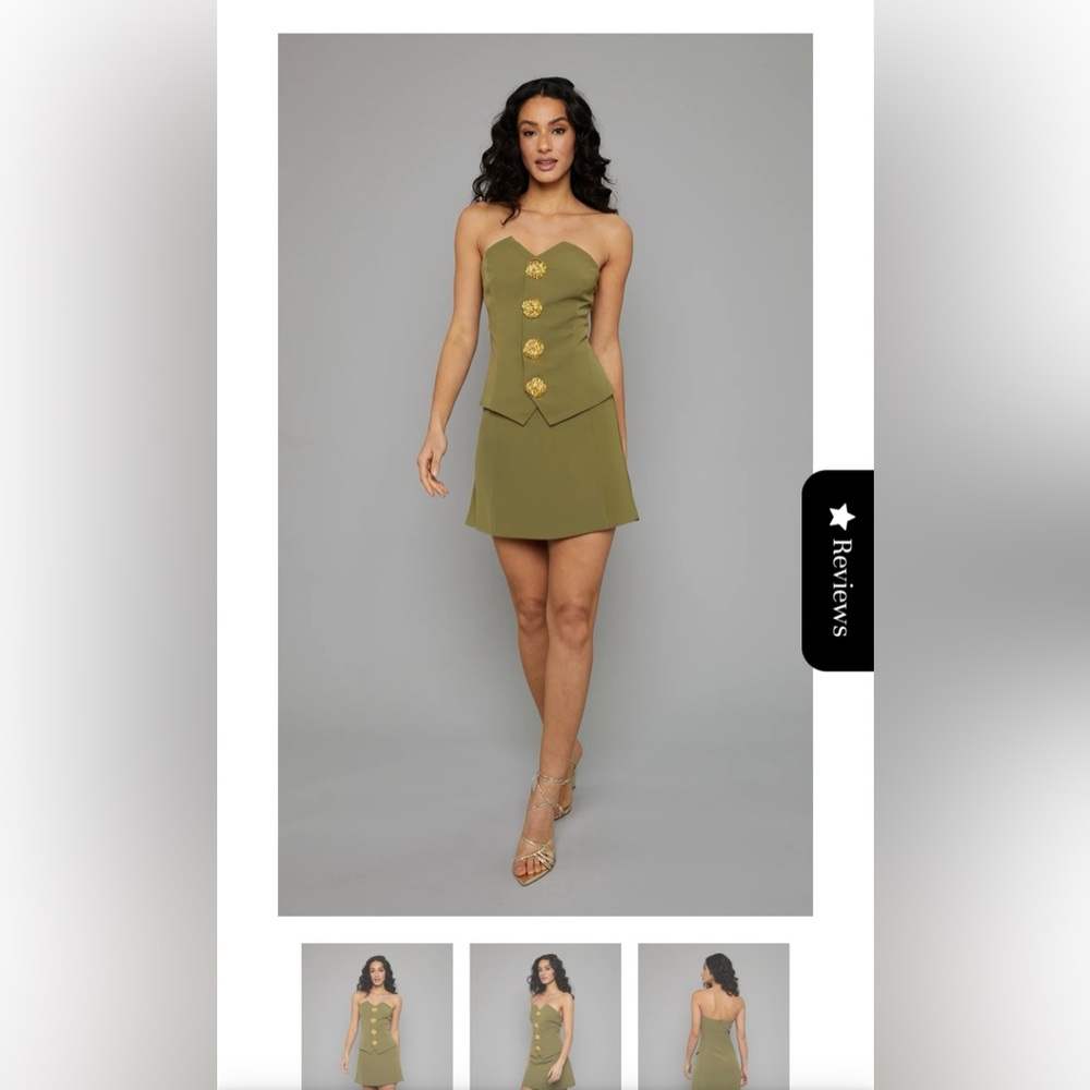 KHAKI BANDEAU WAISTCOAT MINI DRESS